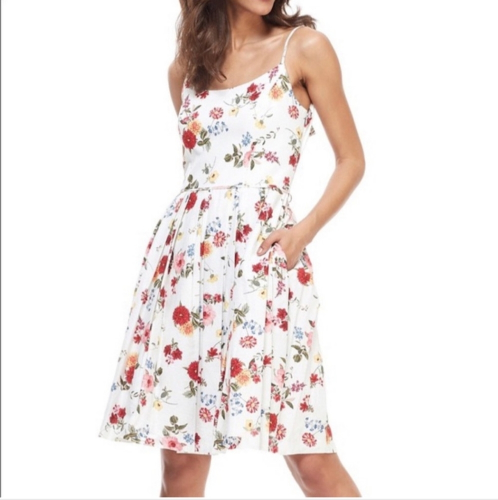 Gal Meets Glam Cassie Floral Linen Fit & Flare Dress NWT